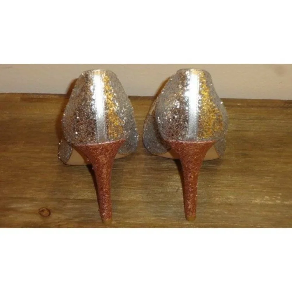 Shoes of Prey Custom Glitter Peep Toe Heels Shoes - Picture 8 of 9